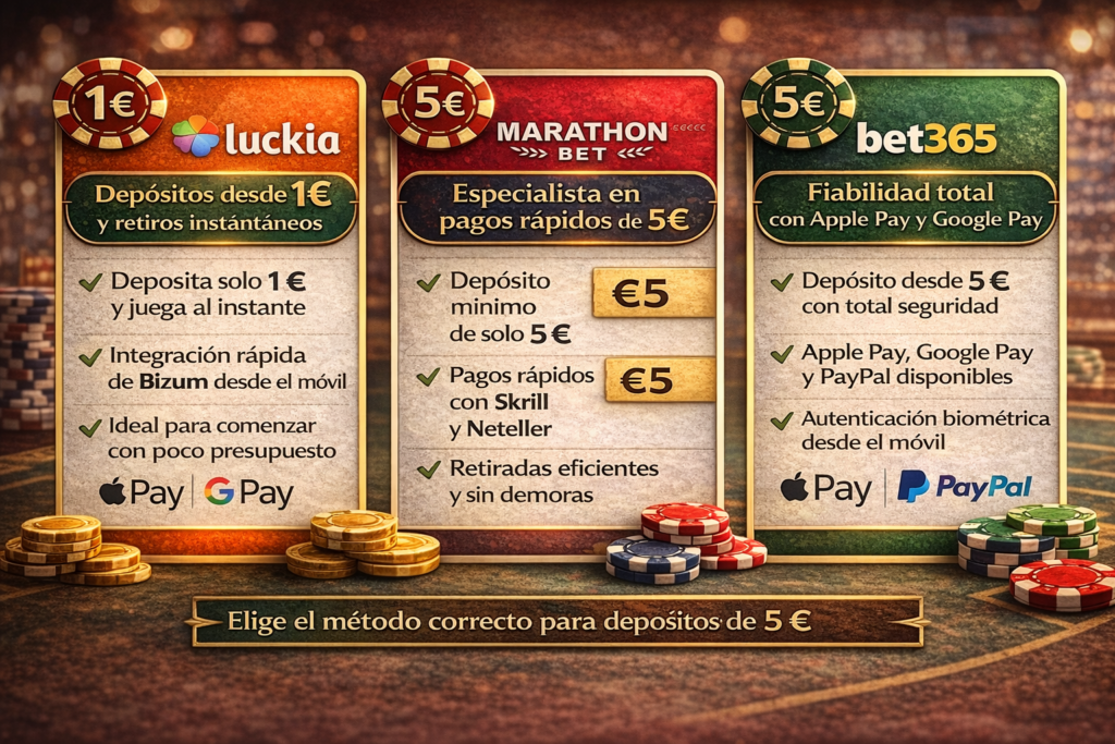 Mejores Casinos Online con Depósito Mínimo 5 Euro en España